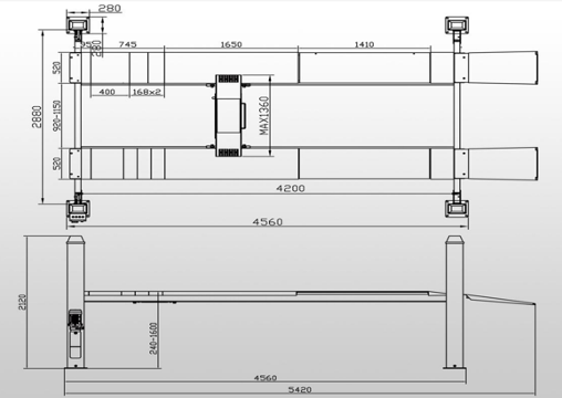 3.5Tonne 4 Post Hoist Model TCH YL4200