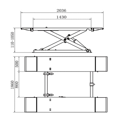 Scissor Lift Movable Mid Rise Peumatic unlock Model TCH YL635B