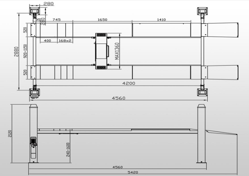 3.5Tonne 4 Post Hoist  Model TCH YL4200