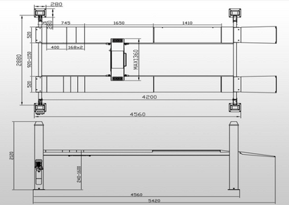 3.5Tonne 4 Post Hoist  Model TCH YL4200